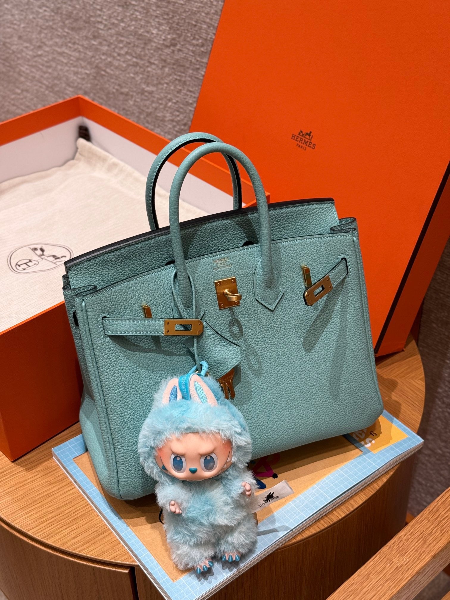 HM BIRKIN 25 BAG IN BLEU ATOLL TOGO LEATHER GOLD HARDWARE