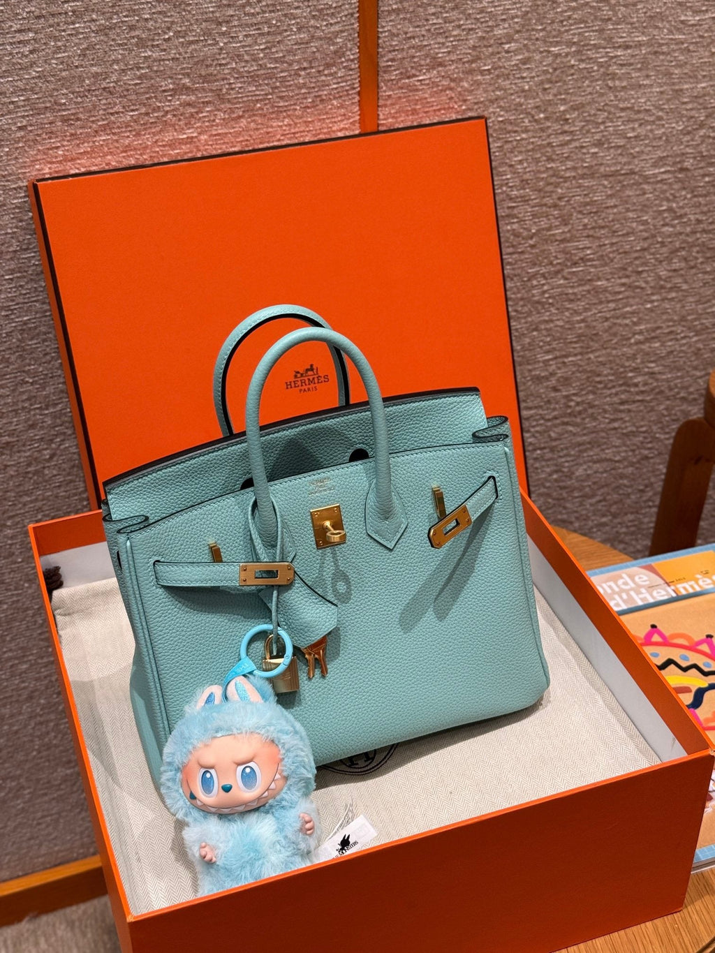 HM BIRKIN 25 BAG IN BLEU ATOLL TOGO LEATHER GOLD HARDWARE