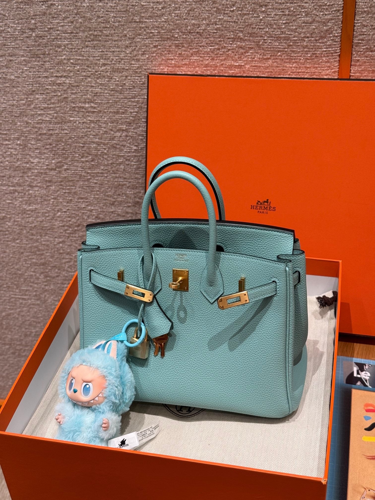 HM BIRKIN 25 BAG IN BLEU ATOLL TOGO LEATHER GOLD HARDWARE