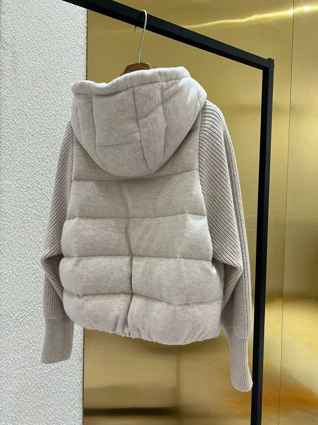 LUXURIOUS COMFORTABLE IN BEIGE FUR MIX WOOL JACKET