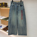 BALENCIAGA EMBROIDERED BAGGY JEANS IN DENIM