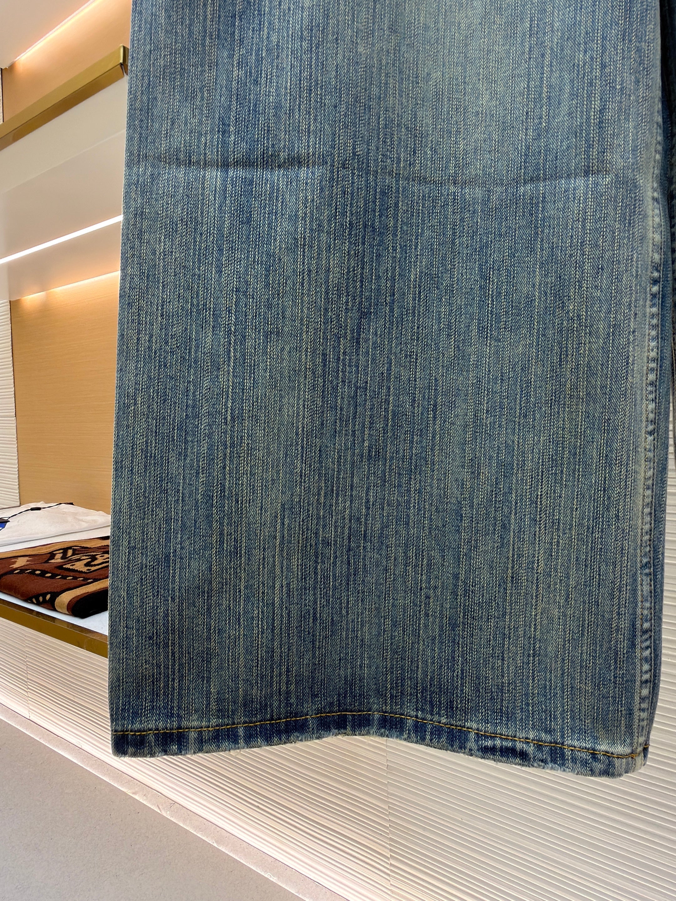 BALENCIAGA EMBROIDERED BAGGY JEANS IN DENIM