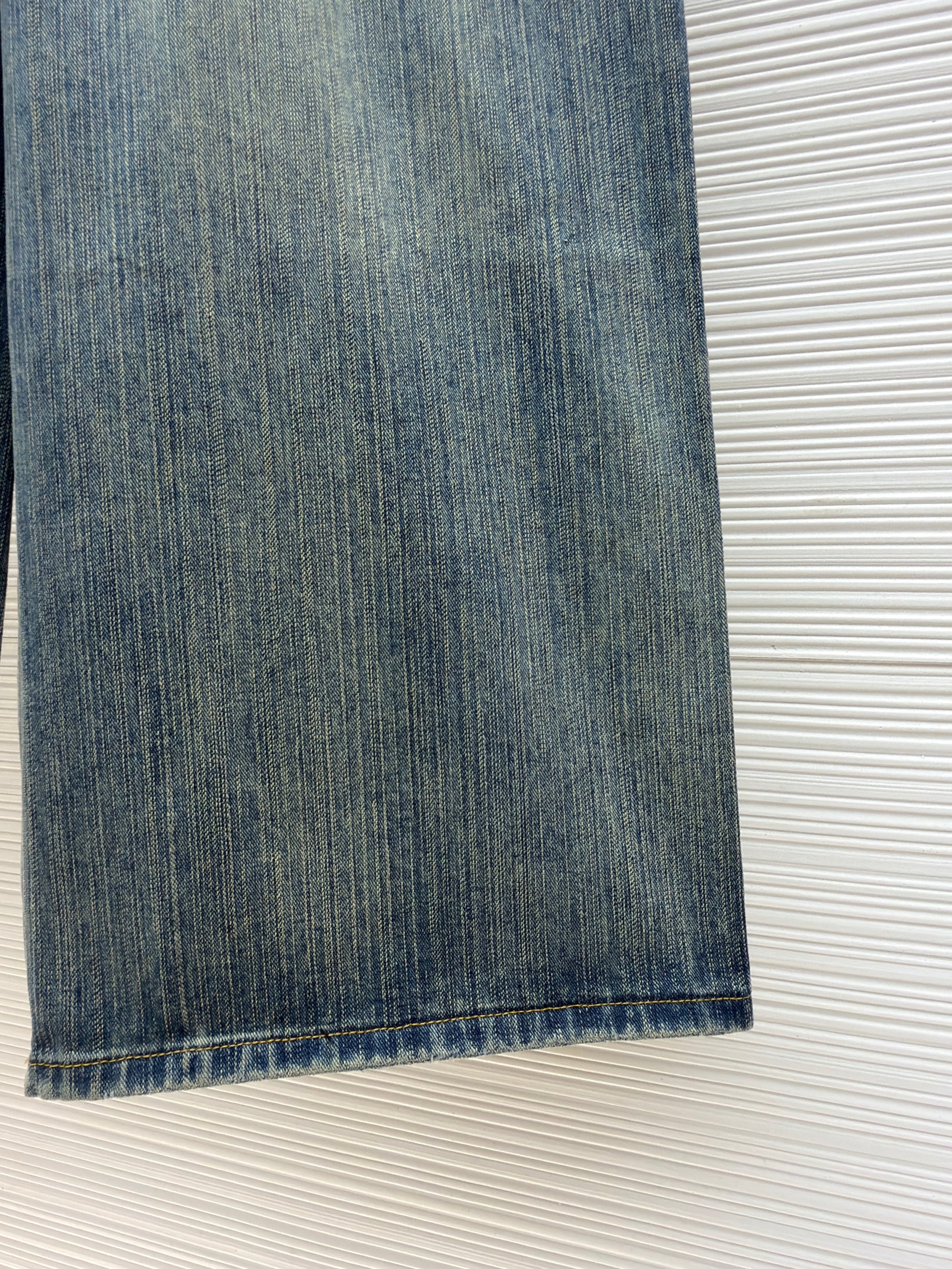 BALENCIAGA EMBROIDERED BAGGY JEANS IN DENIM