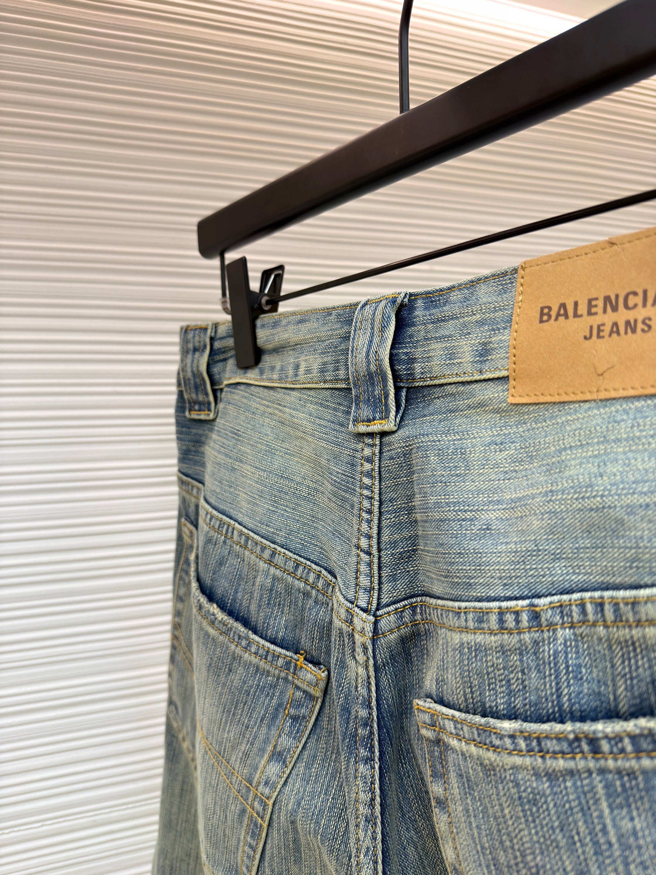 BALENCIAGA EMBROIDERED BAGGY JEANS IN DENIM
