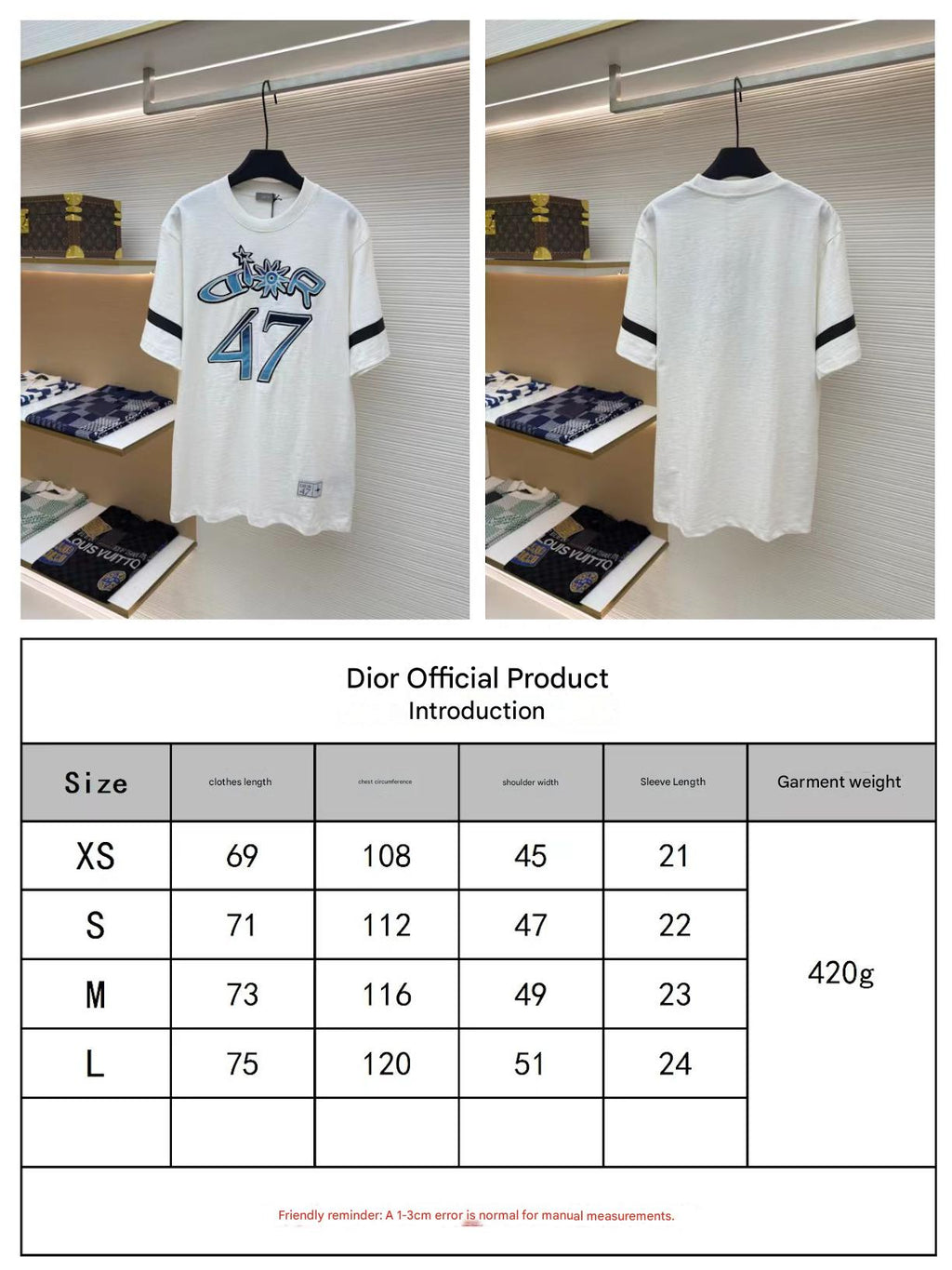 DIOR LEWIS HAMILTON T-SHIRT IN WHITE AND BLUE GRAPHIC LOGO
