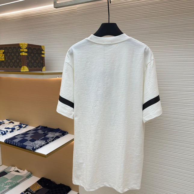 DIOR LEWIS HAMILTON T-SHIRT IN WHITE AND BLUE GRAPHIC LOGO