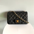 CHANEL 25S FLAP BAG 20 IN DEEP BLACK CAVIAR CALFSKIN WITH GOLD HARDWARE