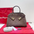FERRAGAMO HUG LARGE TOTE BAG 32 IN BROWN SUEDE