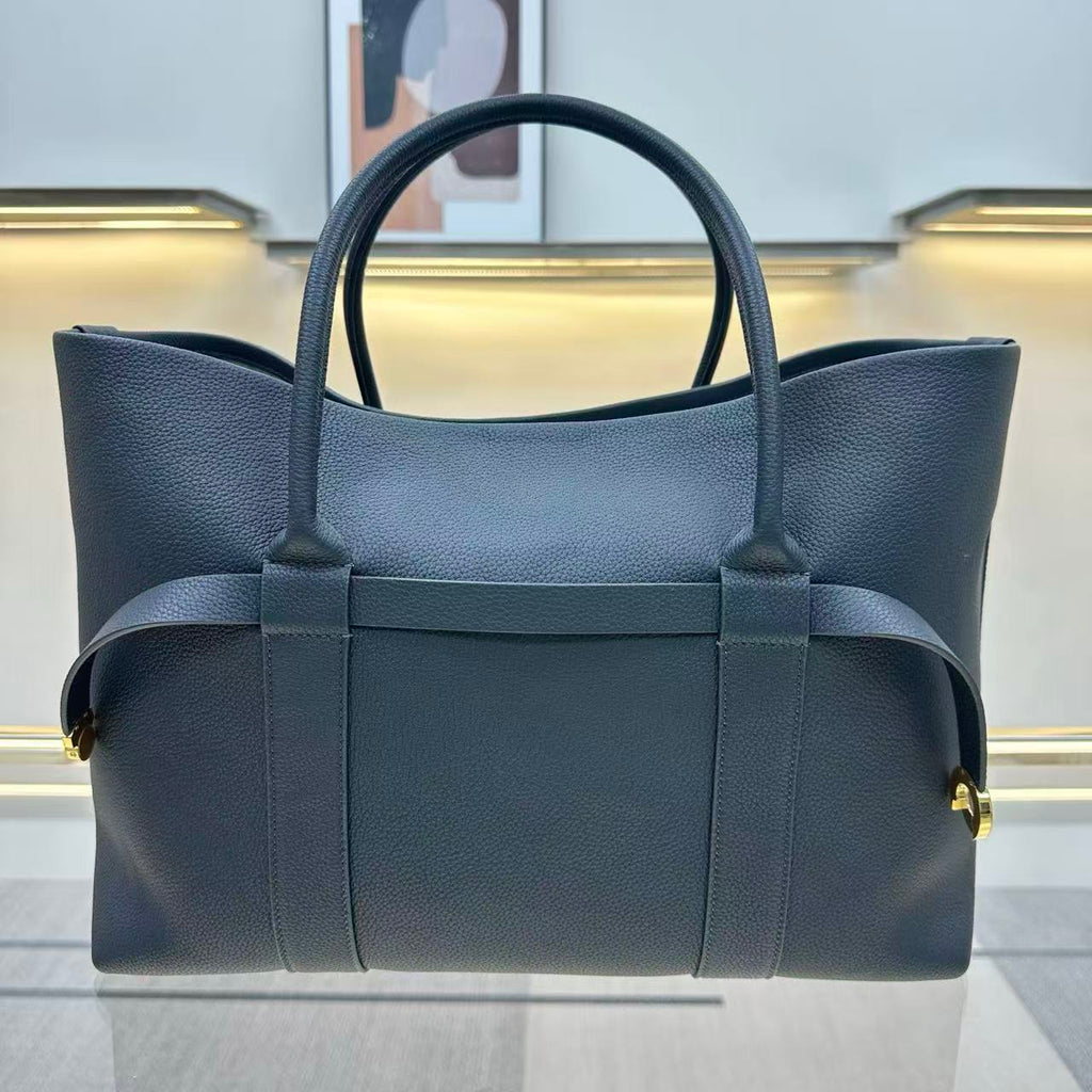 LP GHIERA SHOPPER BAG 40 IN DARK BLUE CALFSKIN