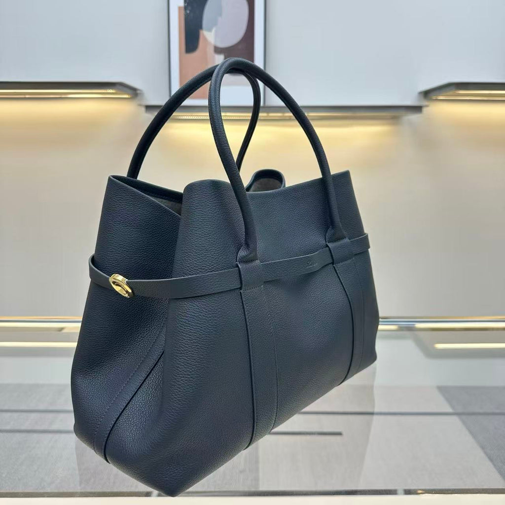 LP GHIERA SHOPPER BAG 40 IN DARK BLUE CALFSKIN