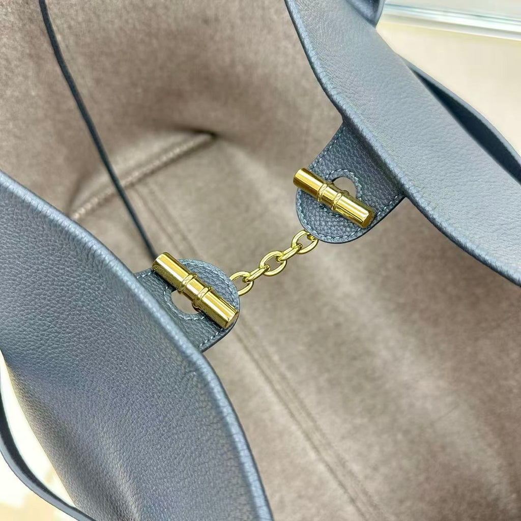 LP GHIERA SHOPPER BAG 40 IN DARK BLUE CALFSKIN
