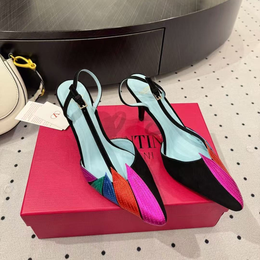 VALENTINO GARAVANI FOLIEFOLIAGE SLINGBACK PUMPS IN COLORFUL