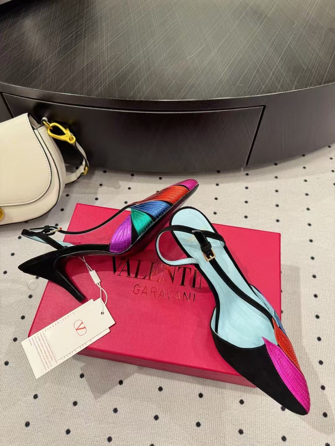 VALENTINO GARAVANI FOLIEFOLIAGE SLINGBACK PUMPS IN COLORFUL