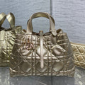 DIOR TOUJOURS TOTE BAG 28 IN GOLD METALLIC CALFSKIN