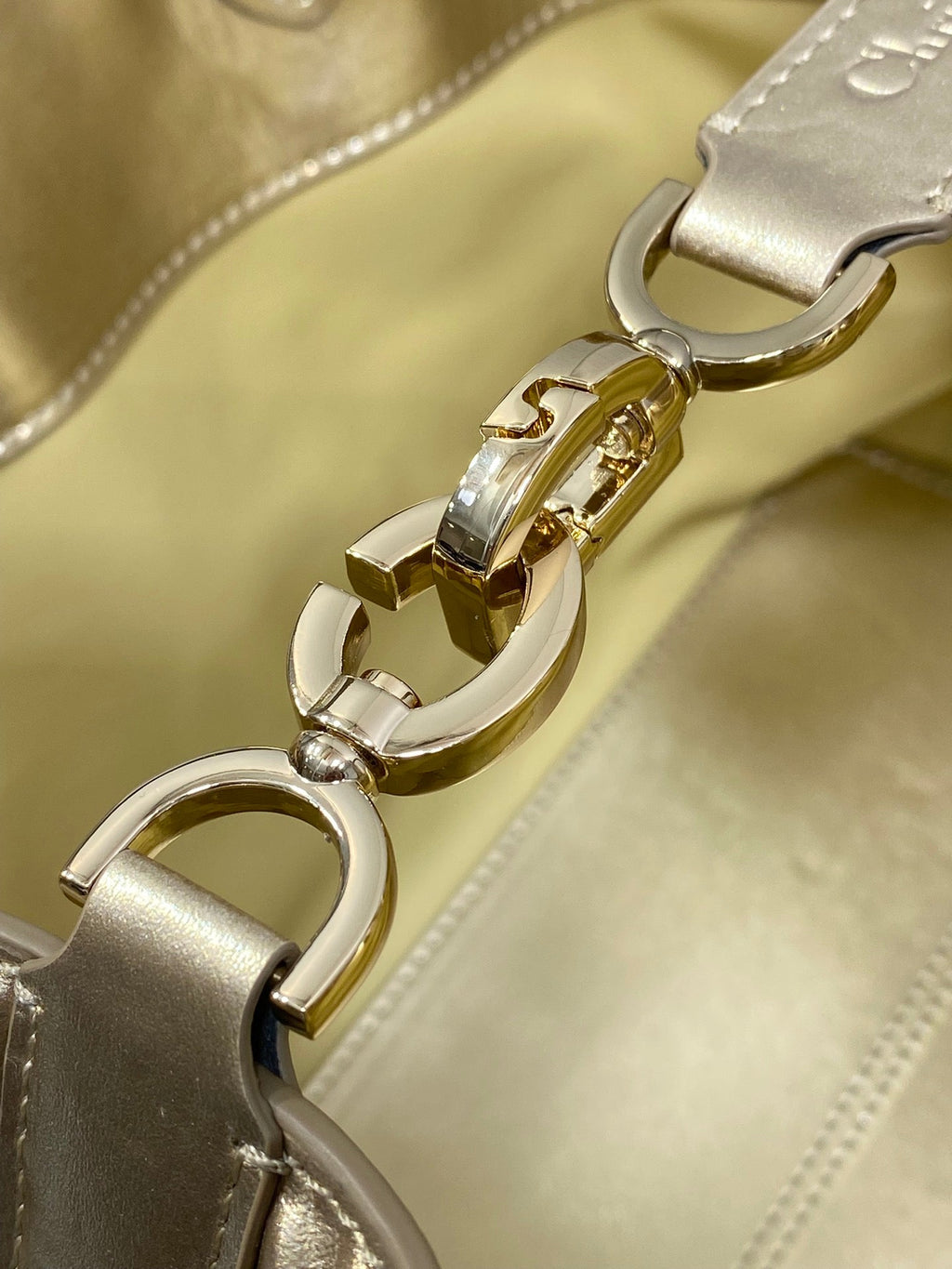 DIOR TOUJOURS TOTE BAG 28 IN GOLD METALLIC CALFSKIN