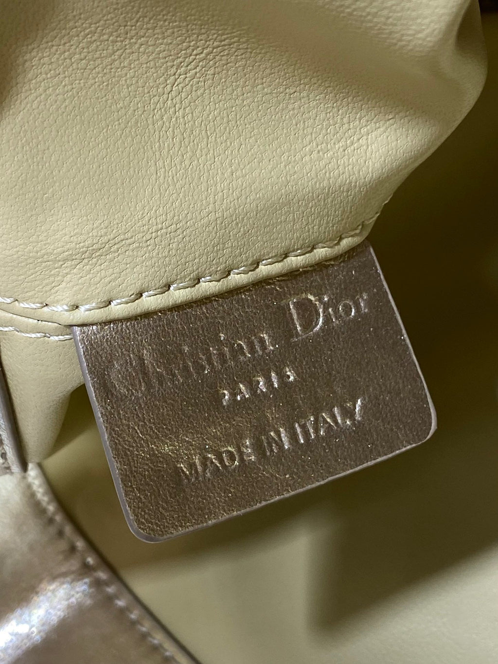 DIOR TOUJOURS TOTE BAG 28 IN GOLD METALLIC CALFSKIN