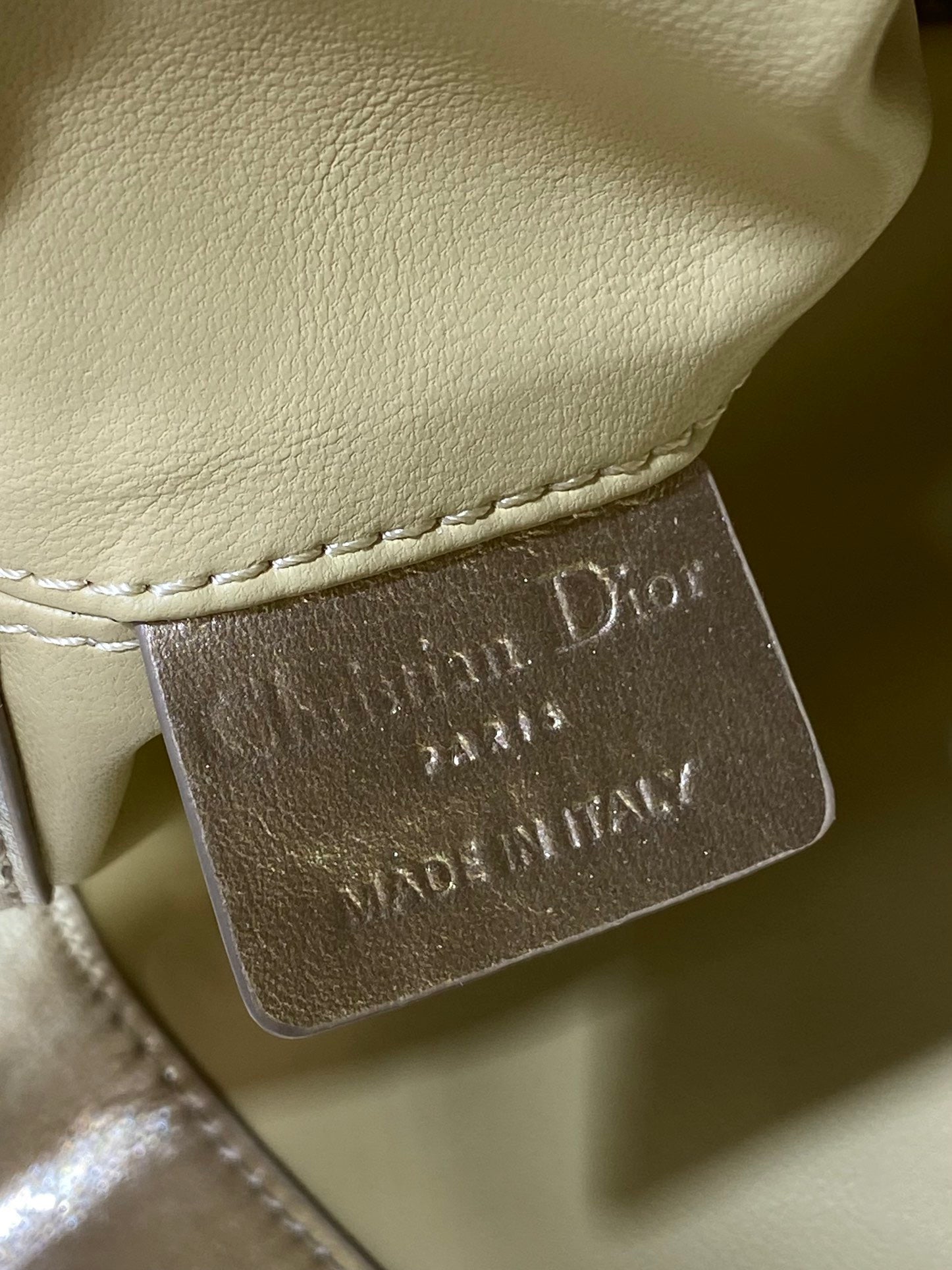 DIOR TOUJOURS TOTE BAG 28 IN GOLD METALLIC CALFSKIN
