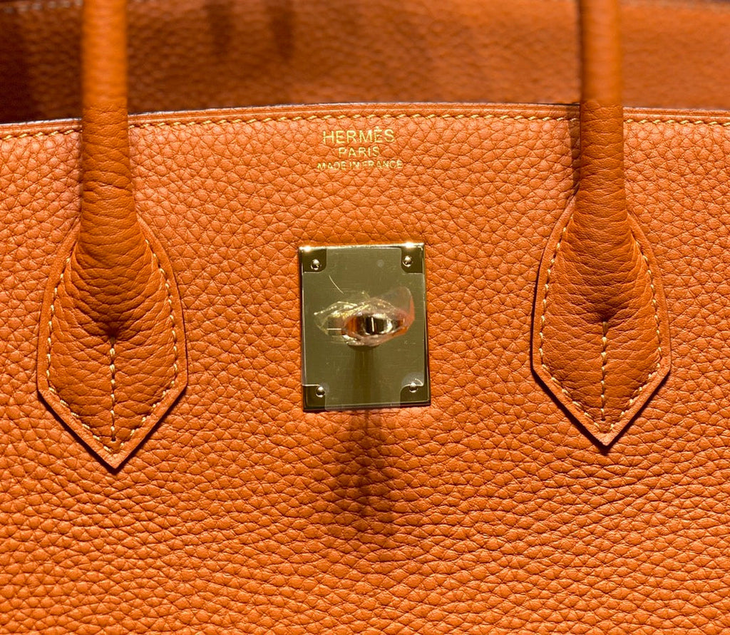 HERMES BIRKIN 35 IN LIGHT ORANGE TOGO LEATHER  GOLD HARDWARE