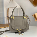 CHLOE MARCIE DOUBLE CARRY BAG IN GREY CALFSKIN GOLD HARDWARE