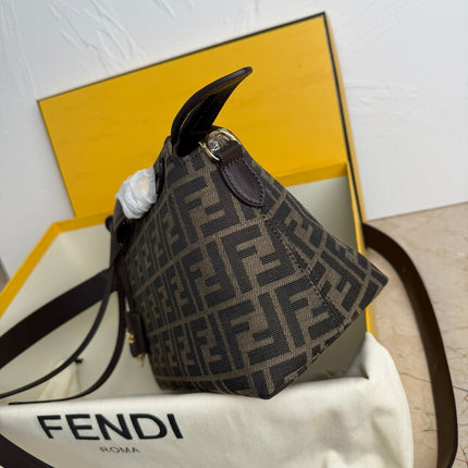 FENDI BY THE WAY SOFT MEDIUM BAG 20 IN BROWN FF JACQUARD FABRIC
