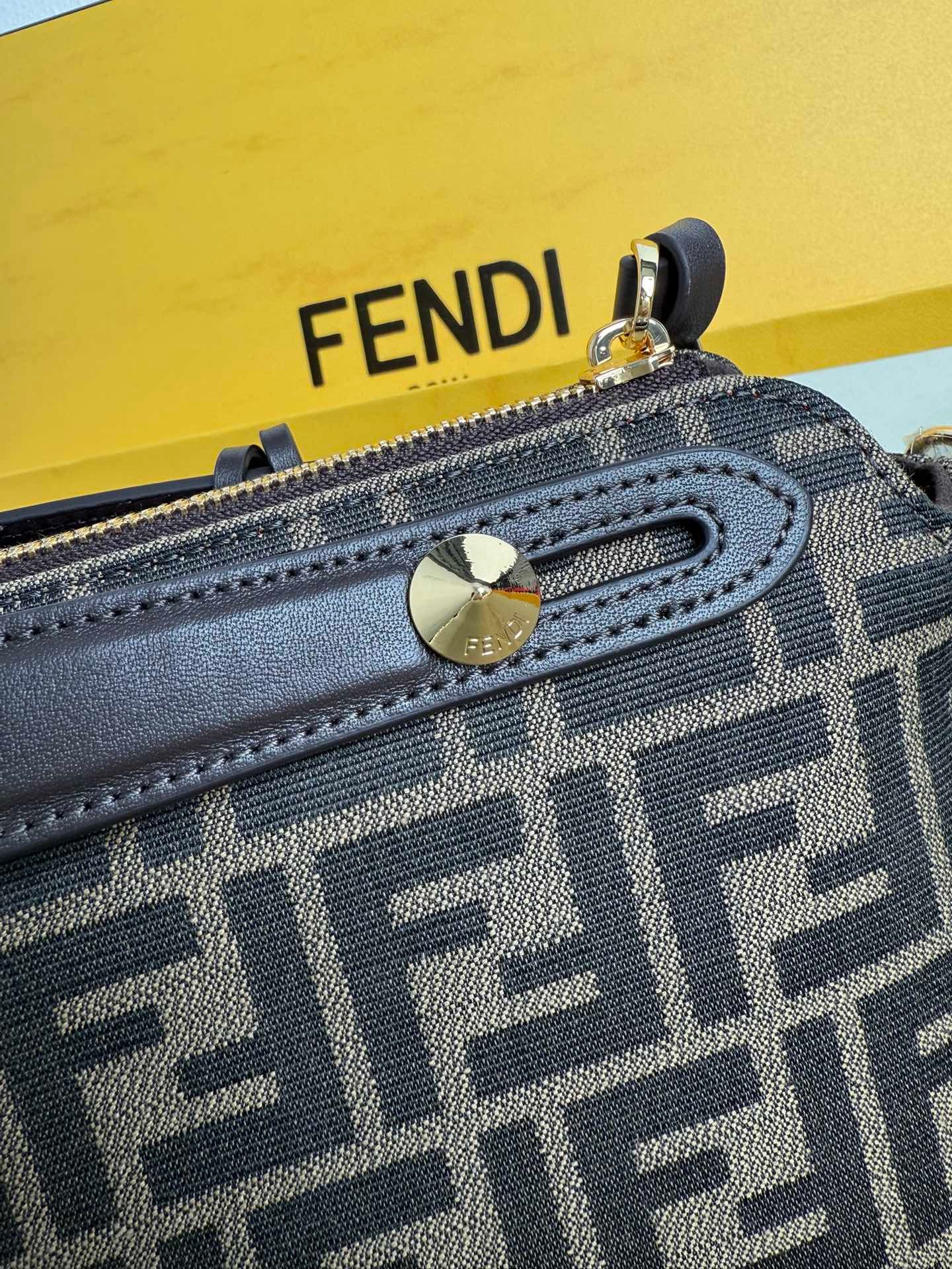 FENDI BY THE WAY SOFT MEDIUM BAG 29 IN BROWN FF JACQUARD FABRIC