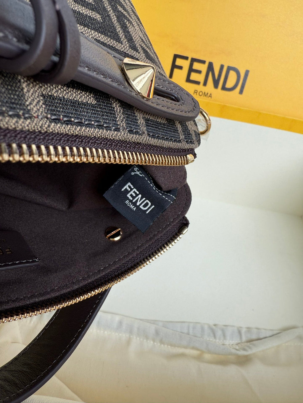 FENDI BY THE WAY SOFT MEDIUM BAG 29 IN BROWN FF JACQUARD FABRIC