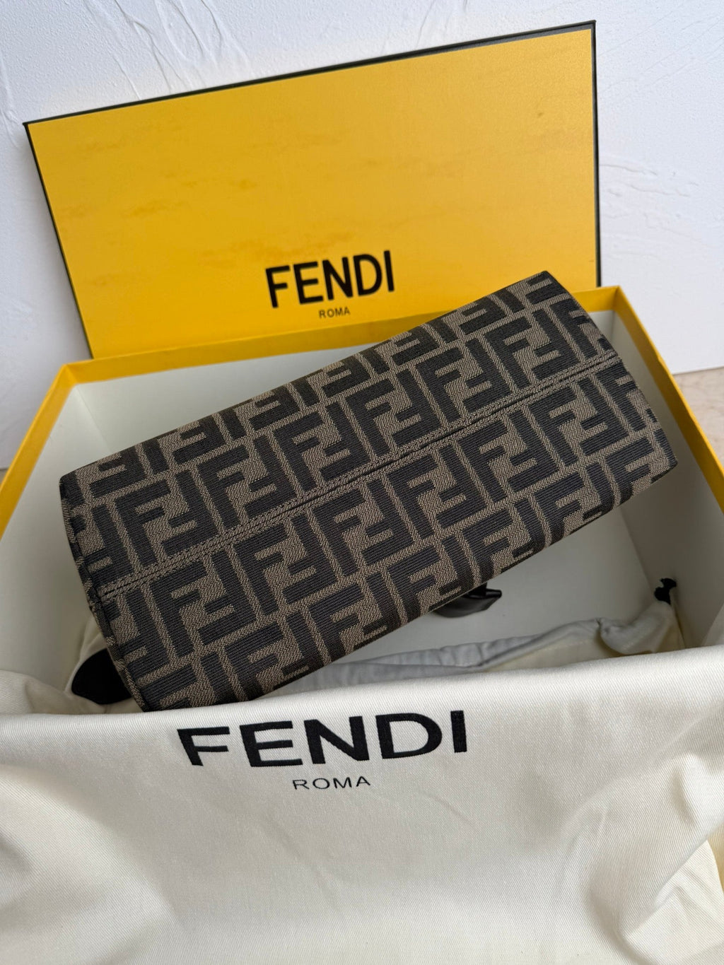 FENDI BY THE WAY SOFT MEDIUM BAG 29 IN BROWN FF JACQUARD FABRIC