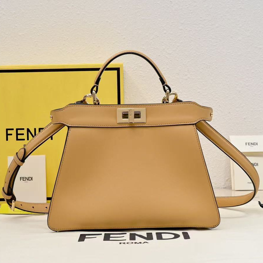 PEEKABOO ISEEU PETITE 27 BAG IN LIGHT BROWN CALFSKIN GOLD HARDWARE