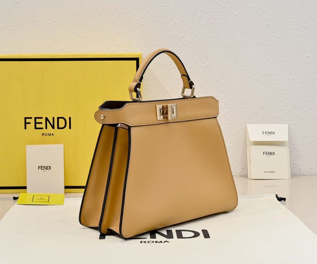 PEEKABOO ISEEU PETITE 27 BAG IN LIGHT BROWN CALFSKIN GOLD HARDWARE