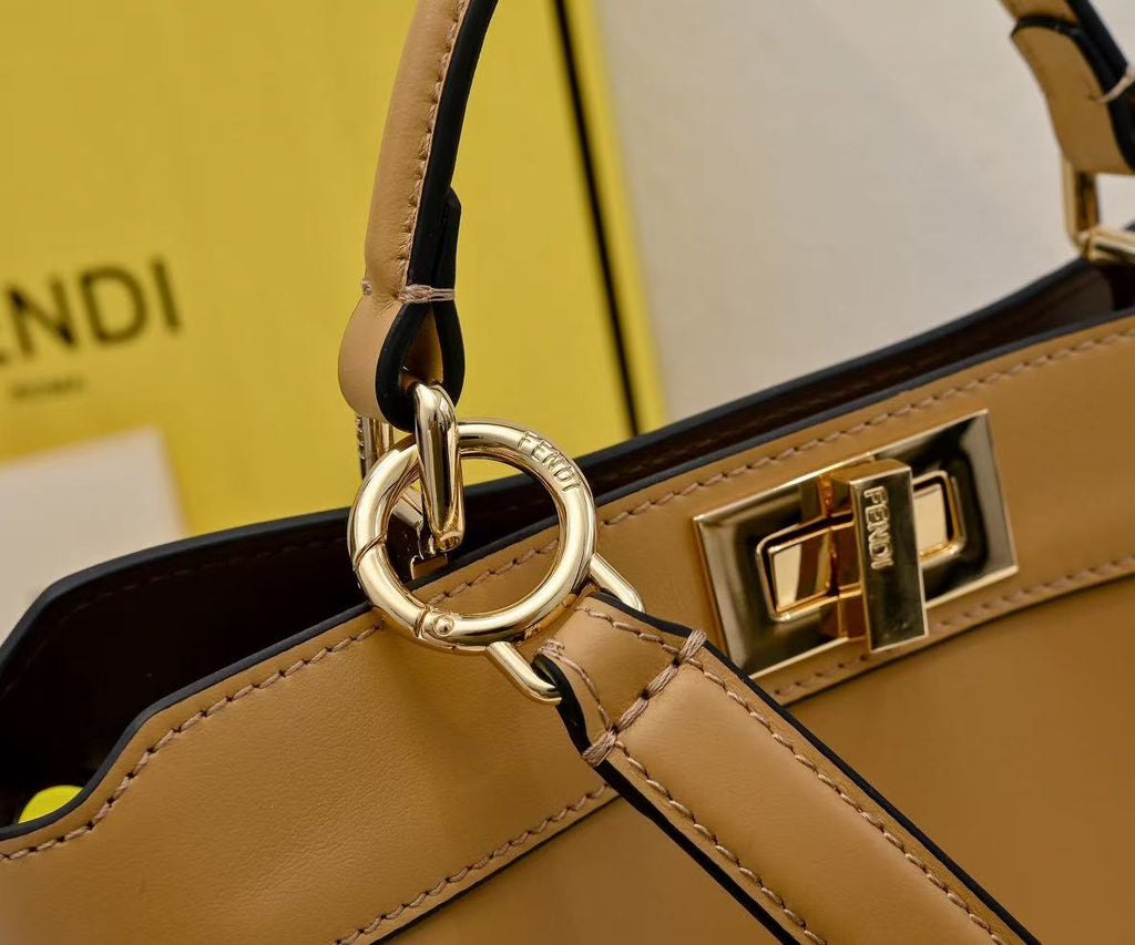 PEEKABOO ISEEU PETITE 27 BAG IN LIGHT BROWN CALFSKIN GOLD HARDWARE