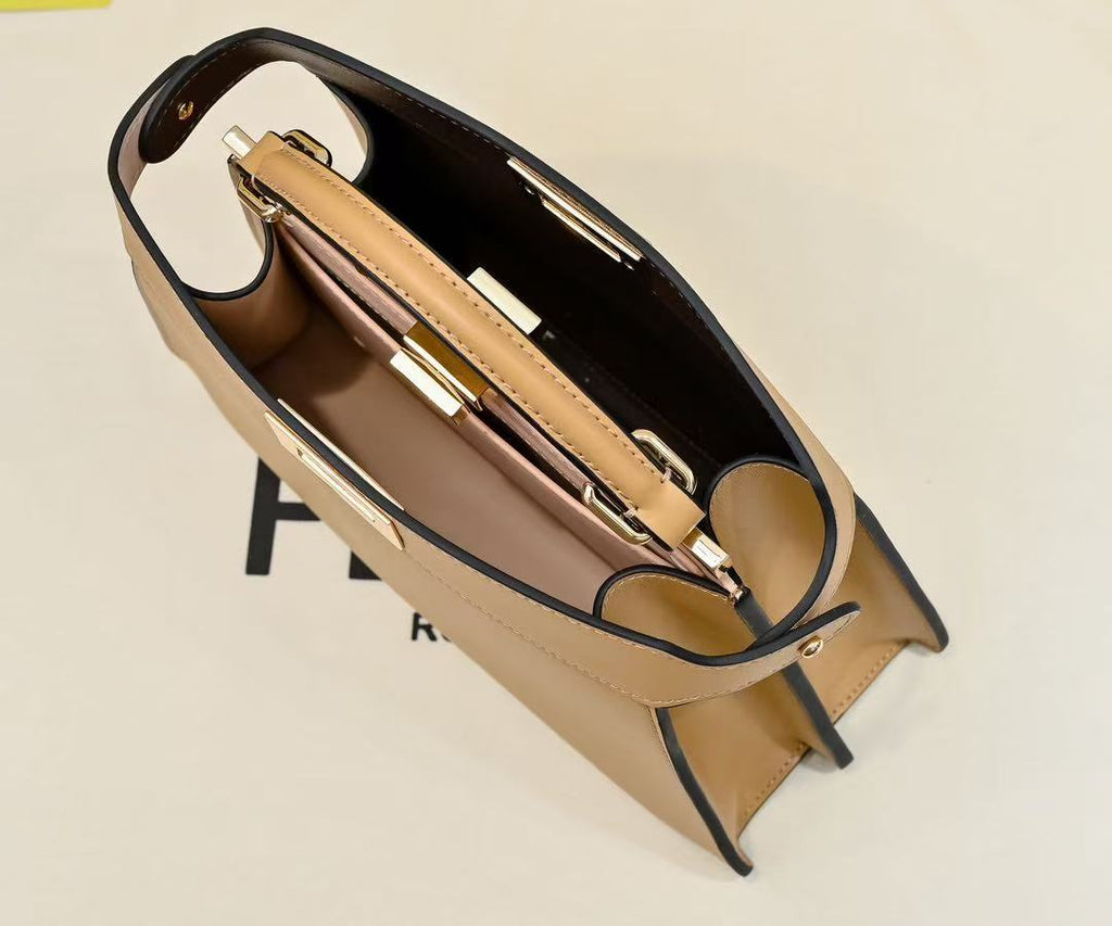 PEEKABOO ISEEU PETITE 27 BAG IN LIGHT BROWN CALFSKIN GOLD HARDWARE