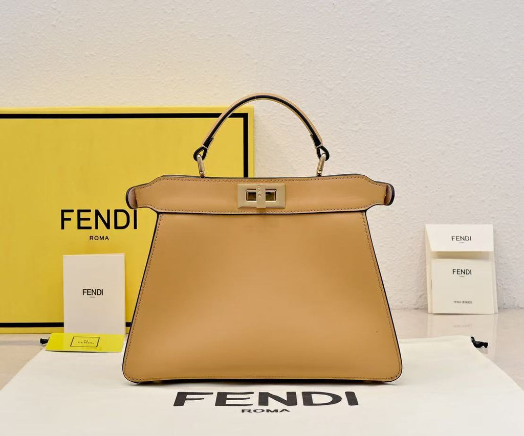 PEEKABOO ISEEU PETITE 27 BAG IN LIGHT BROWN CALFSKIN GOLD HARDWARE