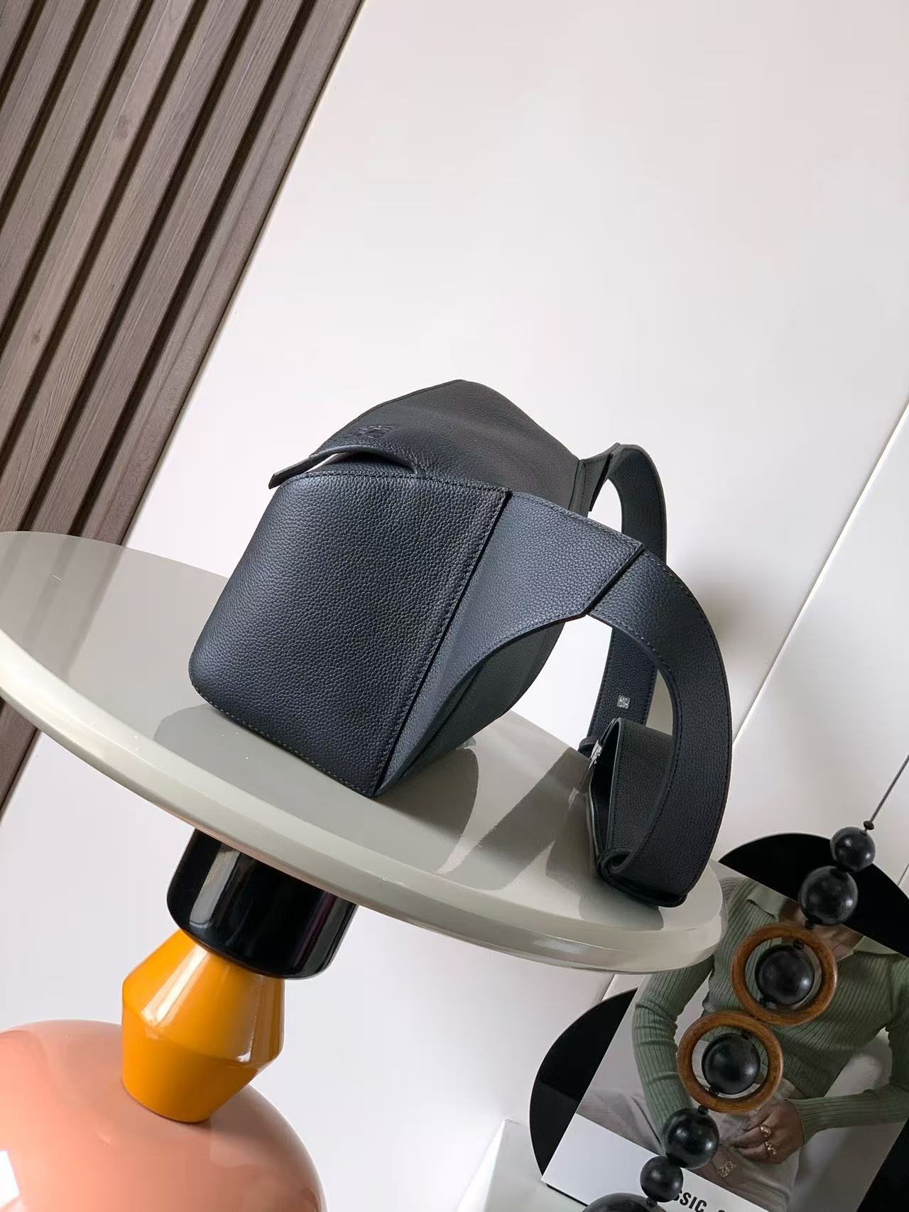 LOEWE SMALL PUZZLE BUMBAG 24 IN BLACK GRAINED CALFSKIN