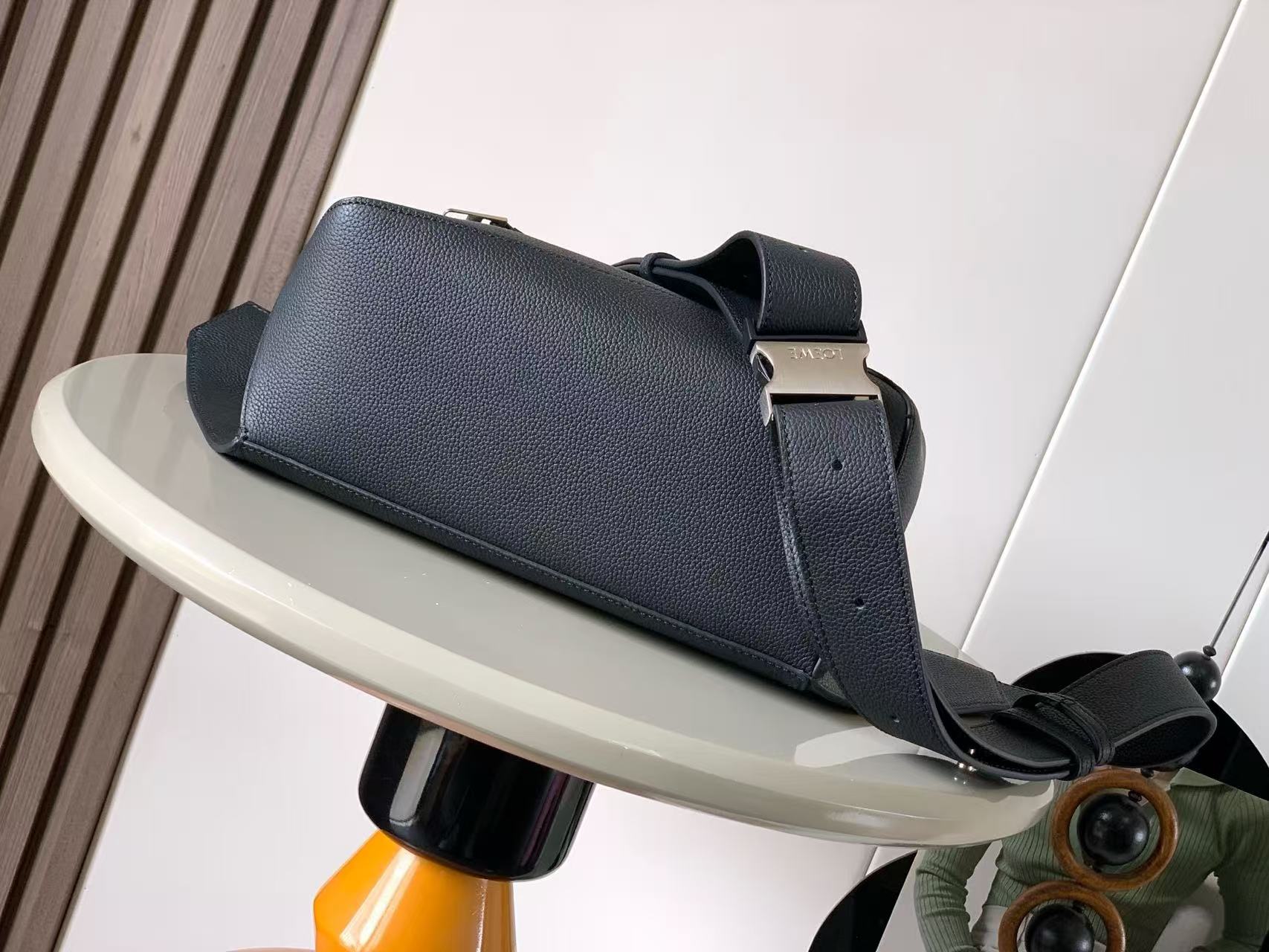 LOEWE SMALL PUZZLE BUMBAG 24 IN BLACK GRAINED CALFSKIN