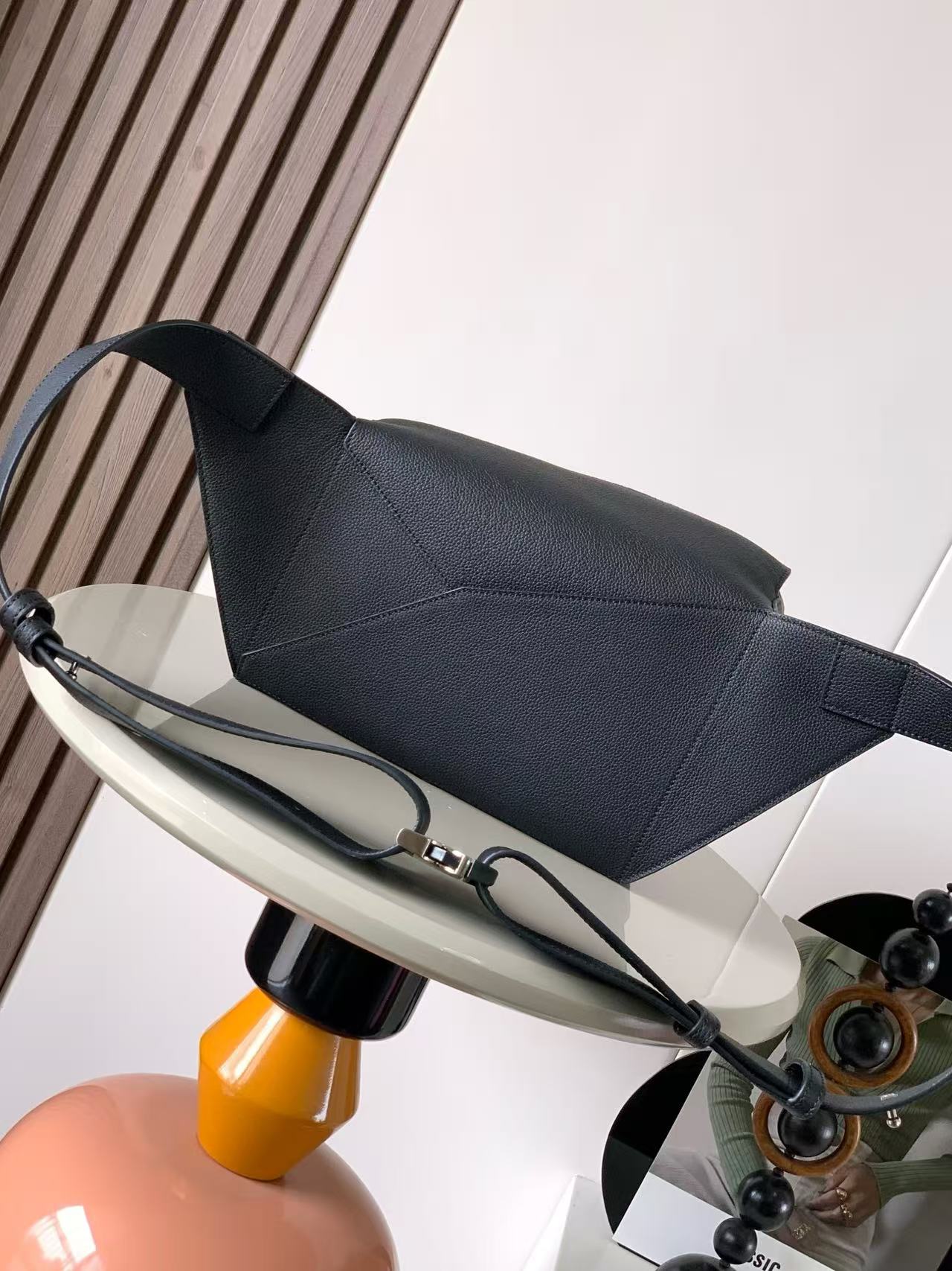 LOEWE SMALL PUZZLE BUMBAG 24 IN BLACK GRAINED CALFSKIN