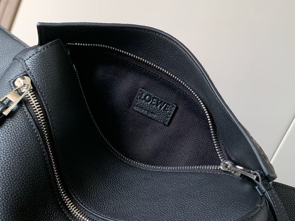 LOEWE SMALL PUZZLE BUMBAG 24 IN BLACK GRAINED CALFSKIN