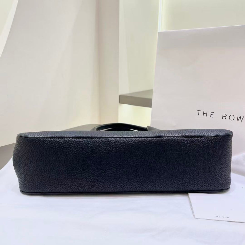 THE ROW ALGER GEOMETRIC SHOULDER BAG 39 IN BLACK CALFSKIN