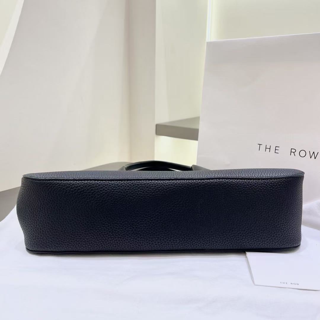 THE ROW ALGER GEOMETRIC SHOULDER BAG 39 IN BLACK CALFSKIN