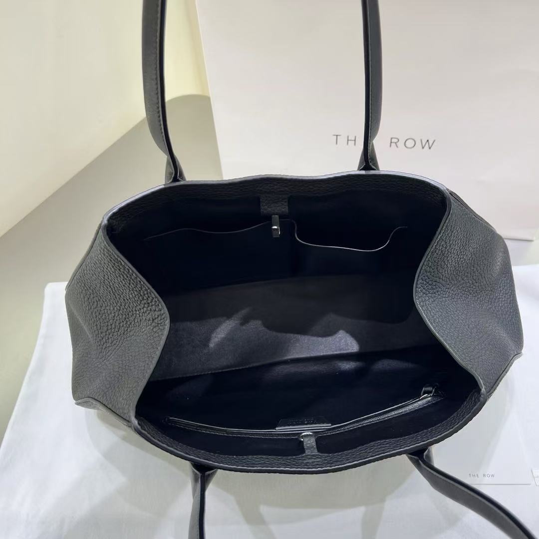 THE ROW ALGER GEOMETRIC SHOULDER BAG 39 IN BLACK CALFSKIN