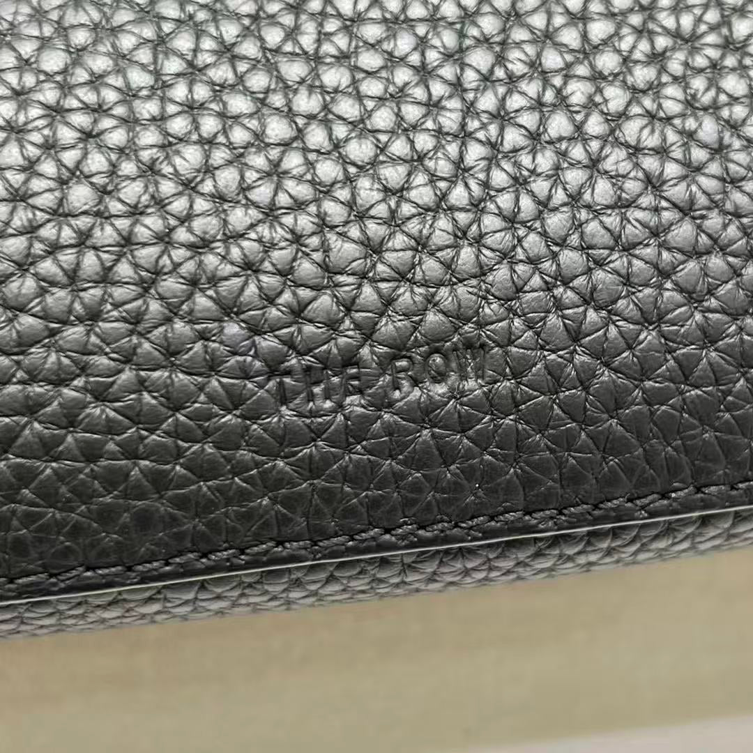 THE ROW ALGER GEOMETRIC SHOULDER BAG 39 IN BLACK CALFSKIN
