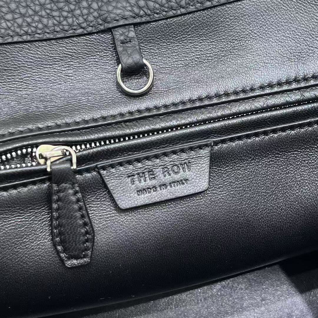 THE ROW ALGER GEOMETRIC SHOULDER BAG 39 IN BLACK CALFSKIN