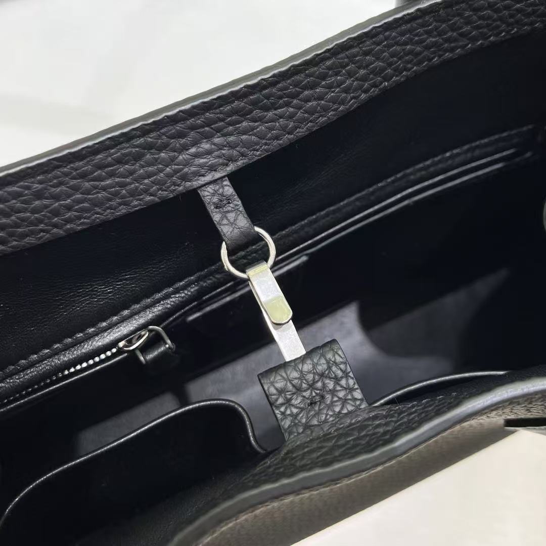 THE ROW ALGER GEOMETRIC SHOULDER BAG 39 IN BLACK CALFSKIN