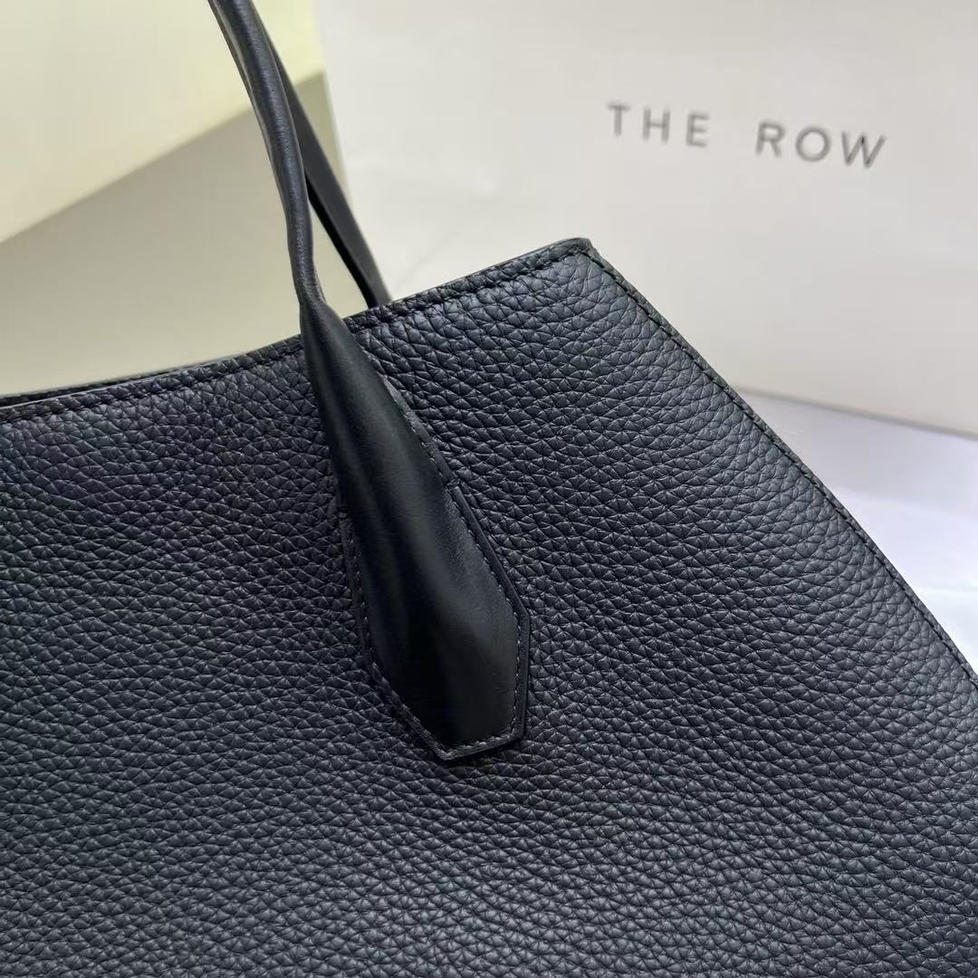 THE ROW ALGER GEOMETRIC SHOULDER BAG 39 IN BLACK CALFSKIN