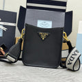 PRADA SHOULDER BAG 20 IN BLACK CALFSKIN