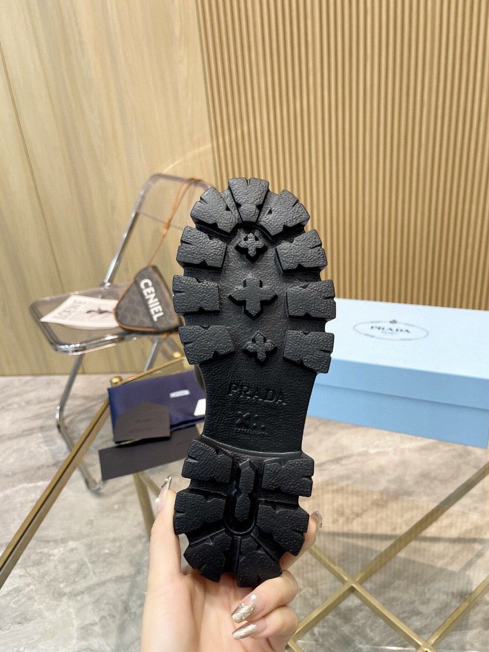 PRADA SOFT PADDED SANDALS IN BLACK CALFSKIN
