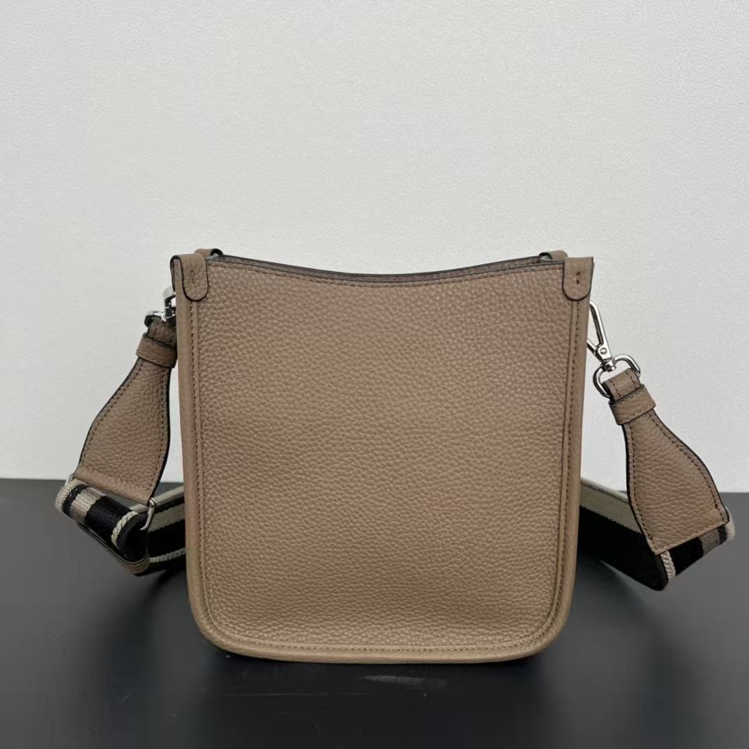 PRADA ADJUSTABLE SHOULDER BAG 20 IN BROWN CALFSKIN SILVER HARDWARE