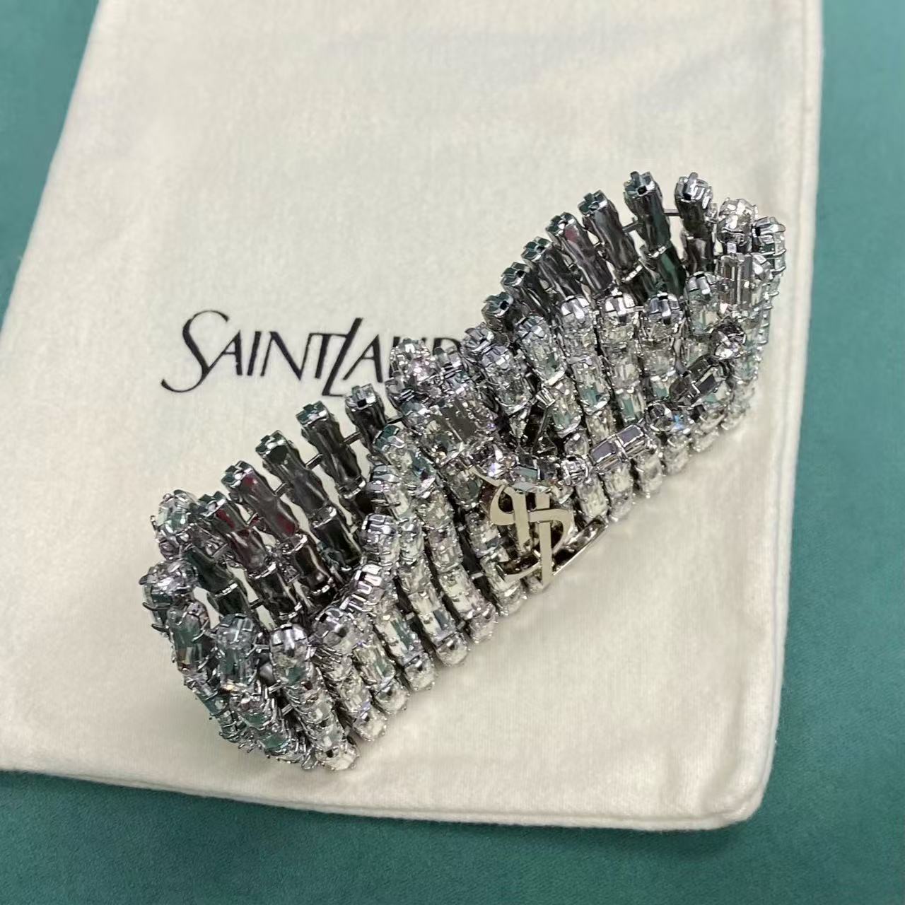 YSL CASSANDRE MICRO CRYSTAL EMBELLISHED CLUTCH