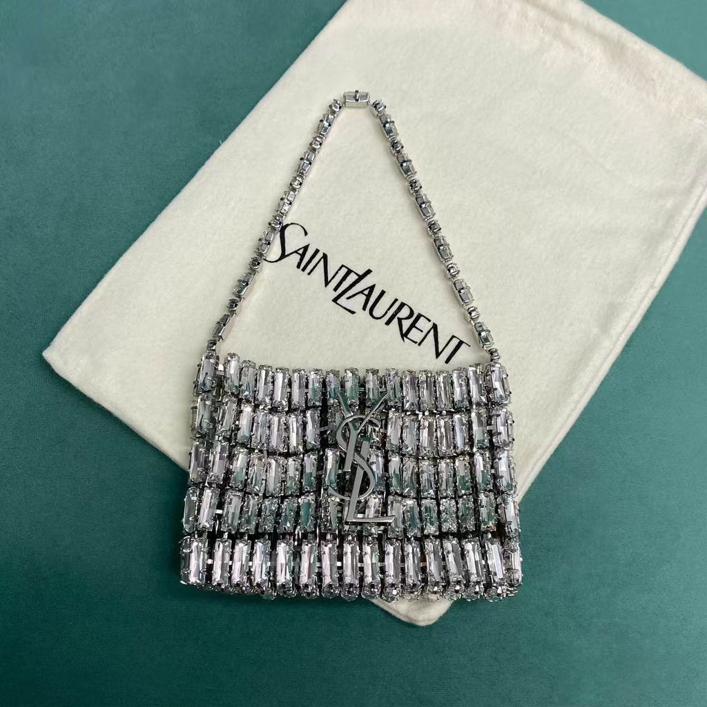 YSL CASSANDRE MICRO CRYSTAL EMBELLISHED CLUTCH