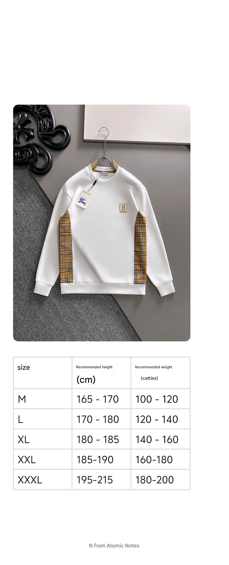 BURBERRY CHECK TRIM COTTON SWEATSHIRT IN WHITE