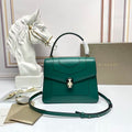 BULGARI SERPENTI FOREVER TOP 22 HANDLE BAG IN EMERALD GREEN CALFSKIN GOLD HARDWARE